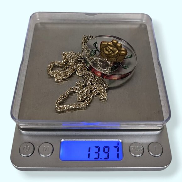 V. Reverse Etch Lucite Pendant Necklace - Picture 5 of 5